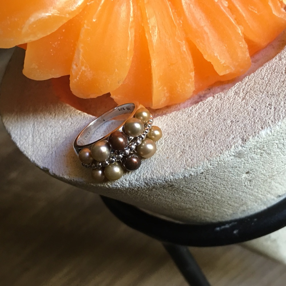 .925 Sterling Silver and Fresh Water Pearls Ring